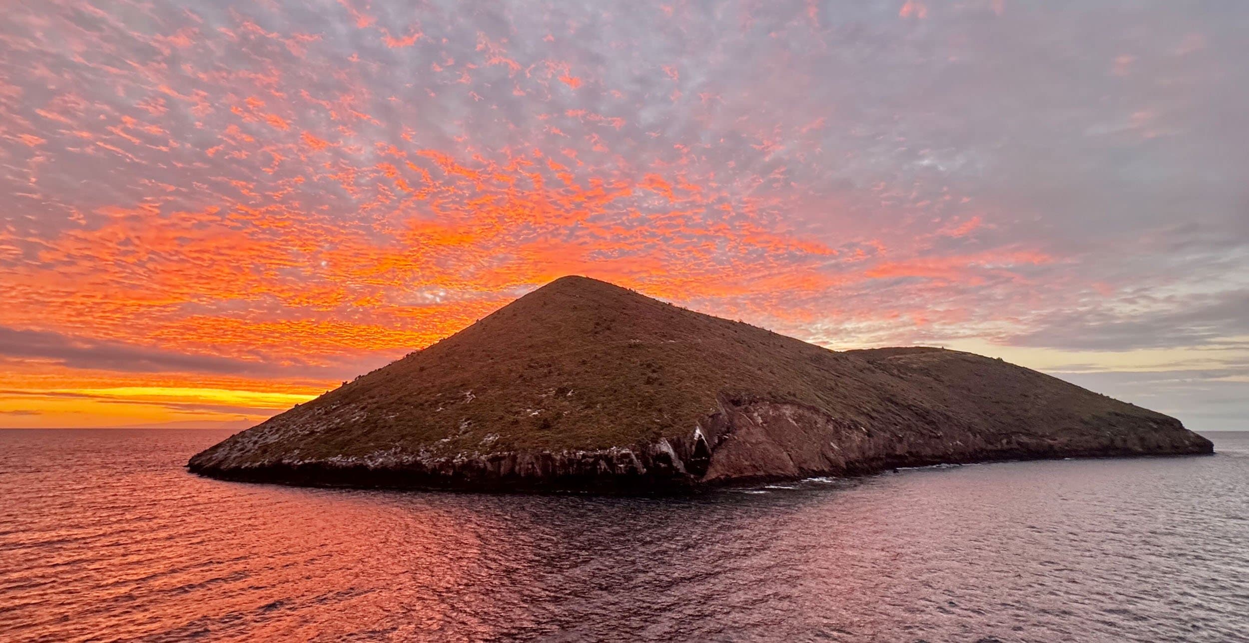 sunset over Daphne Major island, Galapagos