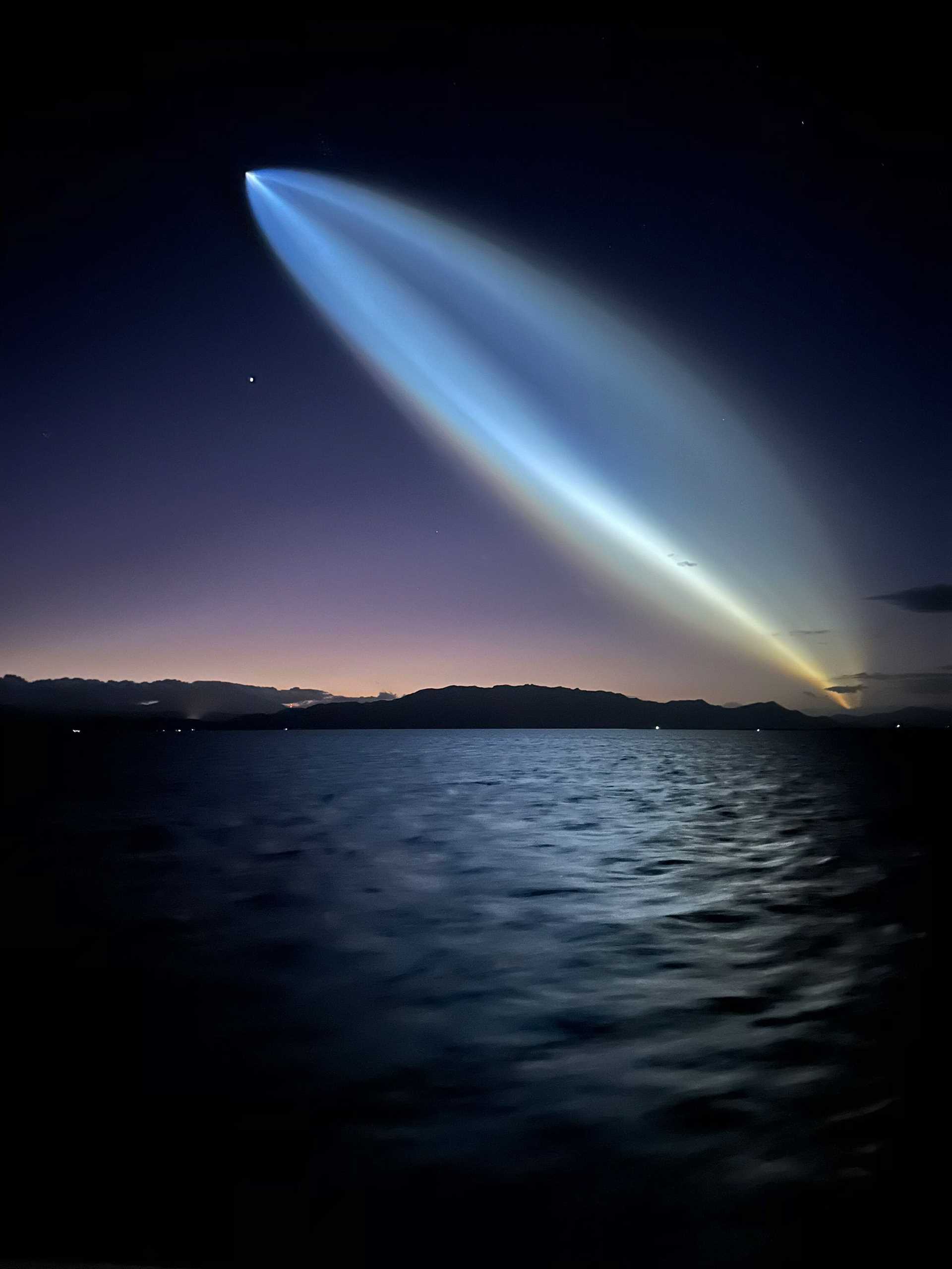 a rocket takes off at night