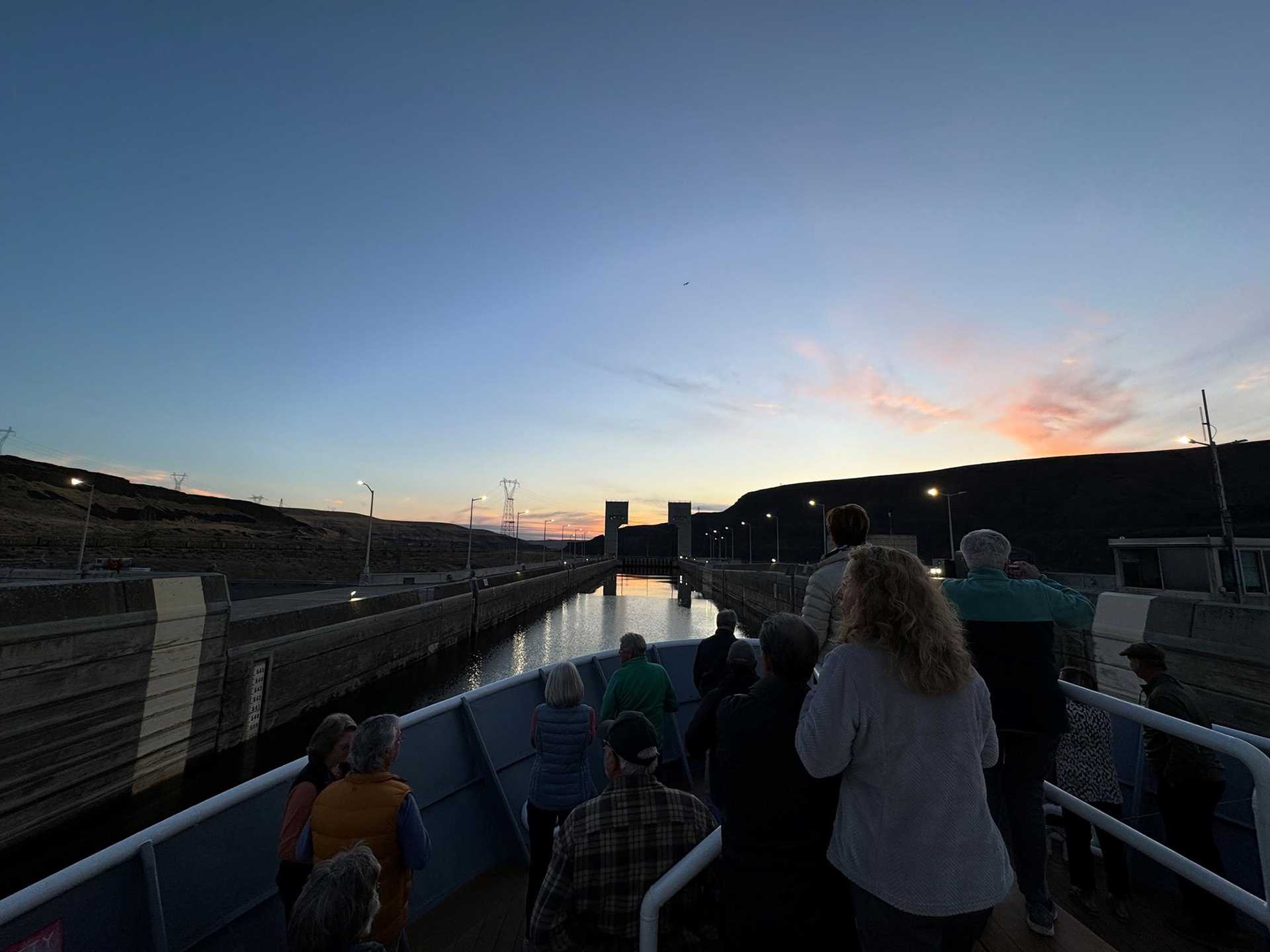 dam locks seen from the deck of a ship