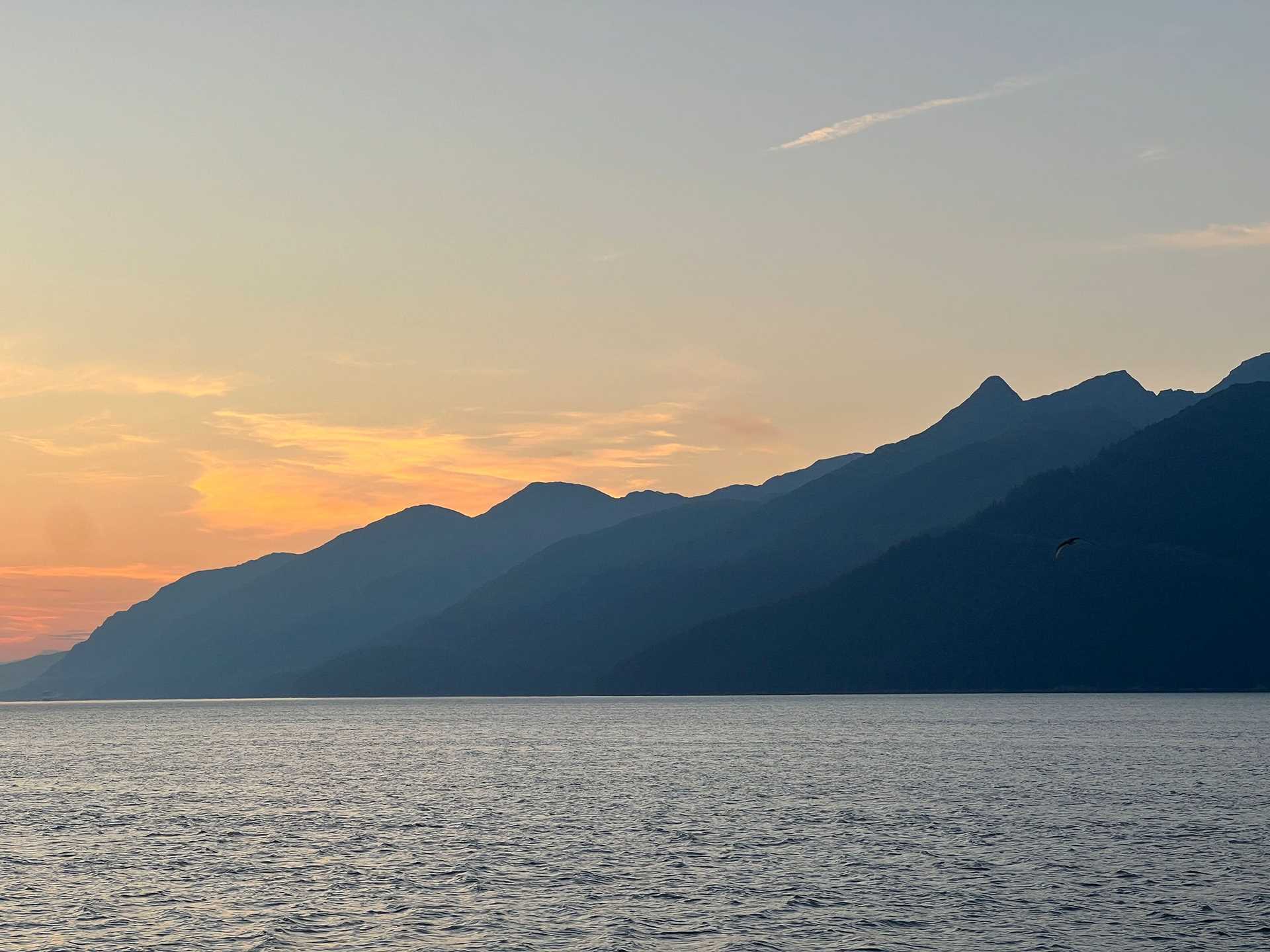 sunset over Alaskan mountains